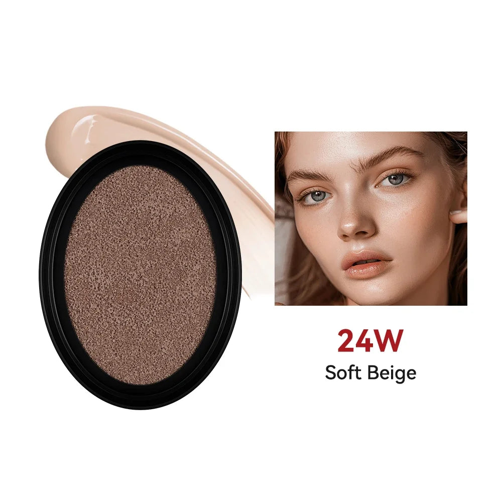 Waterproof Cushion Foundation Refill Semi-Matte Red Finish 72-Hour Wear Long-Lasting Buildable Coverage Sun Protection tirMakeup Peaceful Pleasures Health and Wellness 24W