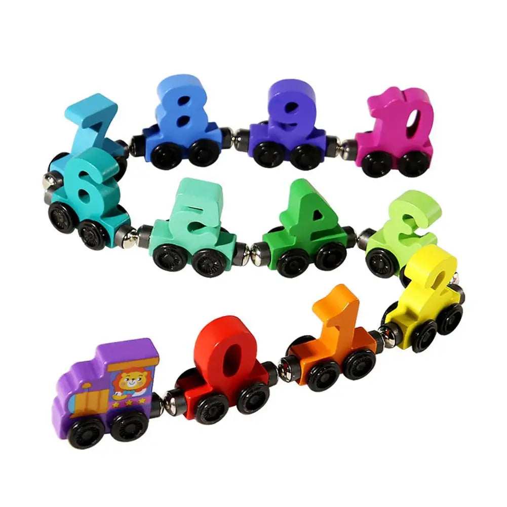 Wooden Magnetic Number Train Toy | Toddler Learning Blocks