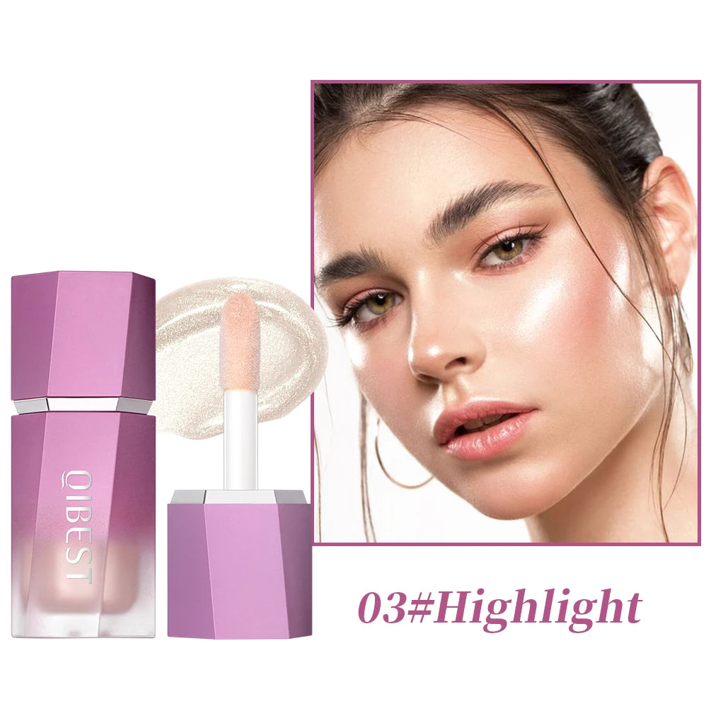 QIBEST Liquid Blusher Natural Cream Cheek Eye Tint Blush Multi-use Makeup Stick Liquid Contouring Highlighter Brighten Cosmetics Peaceful Pleasures Health and Wellness 03 Liquid Highlight
