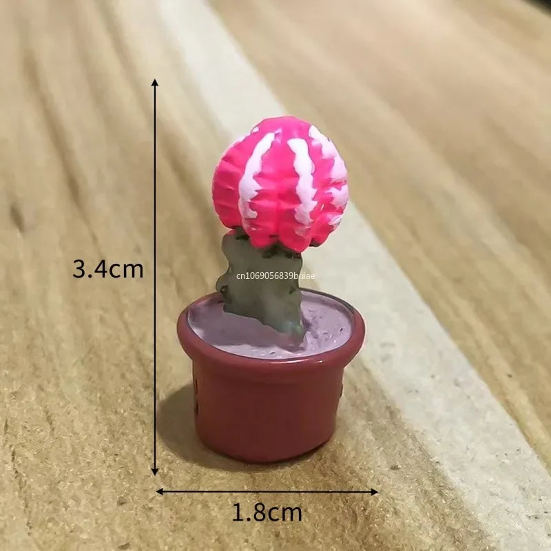 Cartoon Miniature Cactus Potted Handmade Realistic Mini Potted Plant Resin DIY Cactus Figurines Desktop Decorative Fairy Garden Peaceful Pleasures Health and Wellness