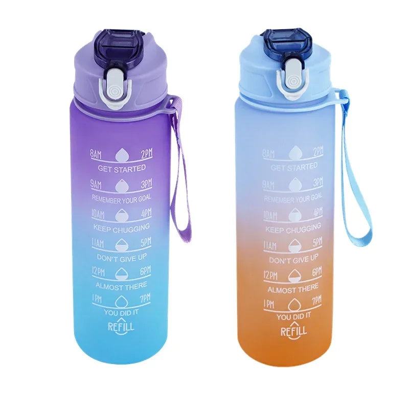 900ml BPA-Free Sports Water Bottle with Time Marker & Straw