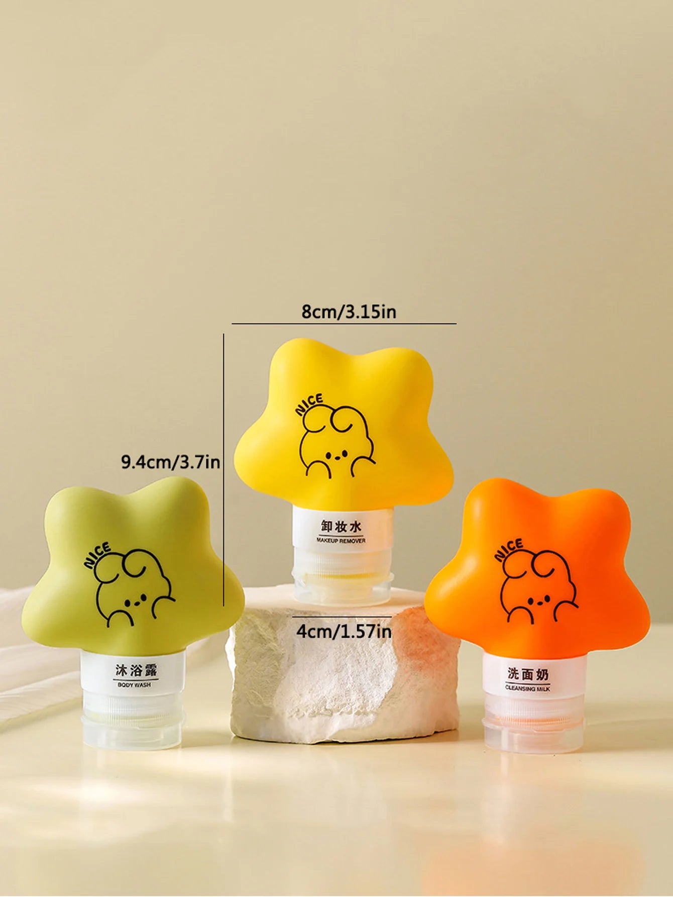 1Pack/3pcs‌ Portable Silicone Travel Refillable Bottles‌ for Shampoo Body Wash Lotion Face Cream are ‌Squeeze-style Containers Peaceful Pleasures Health and Wellness