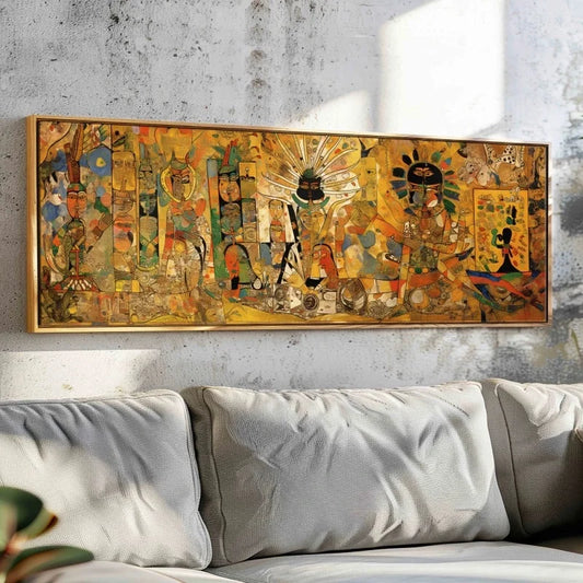 Horizontal Modern Wall Art Unframed Contemporary Canvas Print Wide Wall Art Panoramic Above Bed Decor Large Wall Boho Art Peaceful Pleasures Health and Wellness ZLH4210 50x150cm No Frame