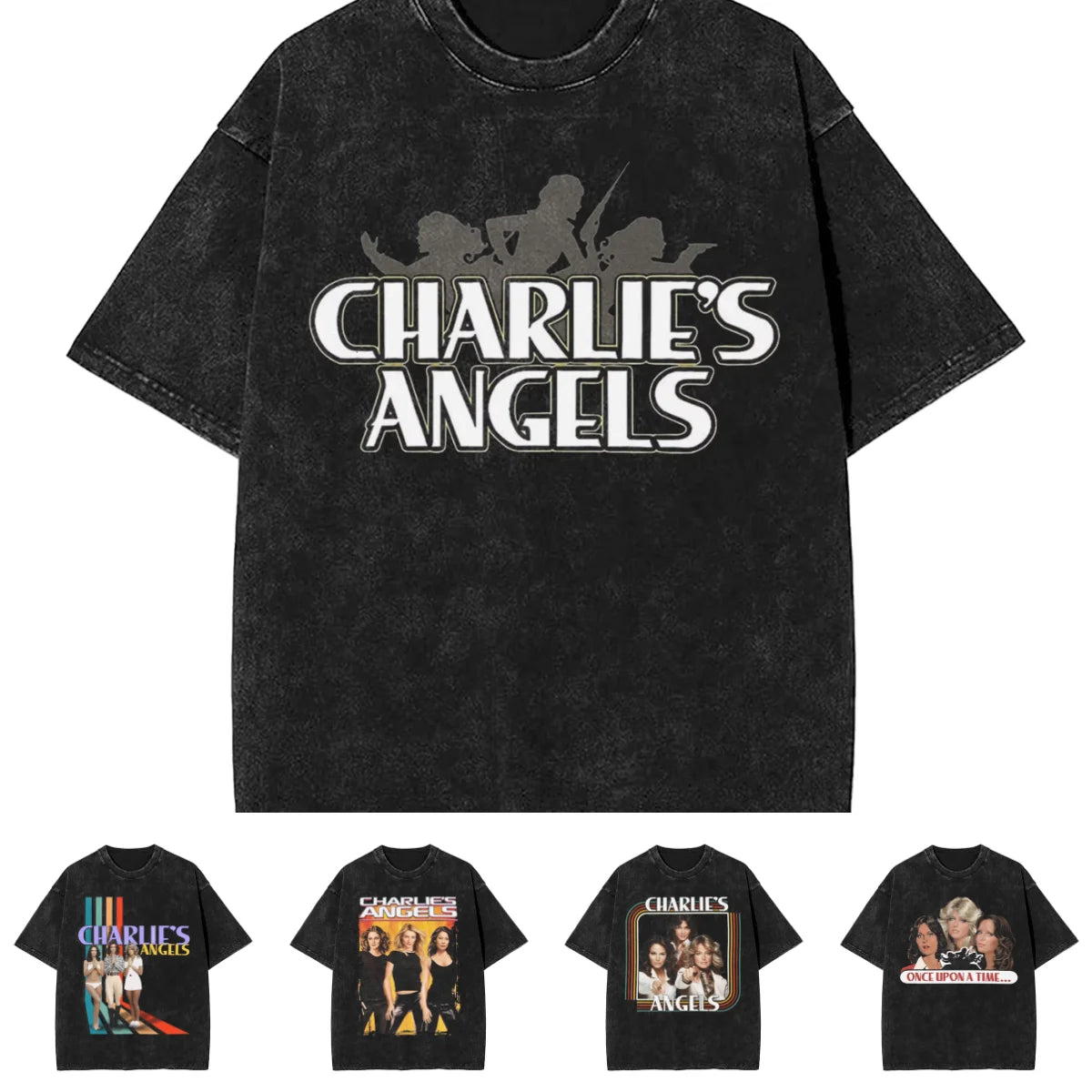 Men Women T-Shirt Charlies Angels Washed T Shirts Fashion Summer Tees Vintage Pattern Casual Clothes Plus Size 2XL Peaceful Pleasures Health and Wellness