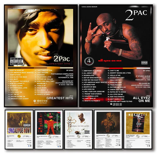 2Pac Music Album Cover Aesthetic Pictures Pop Hip Hop Rapper Tupac Posters For Room Modern Canvas Painting Art Wall Home Deco Peaceful Pleasures Health and Wellness