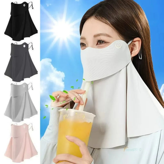Summer Ice Silk Sun Protection Mask for Women UPF50+ Anti-UV Balaclava Scarf Outdoor Cycling Hiking 360° Face Neck Cover Peaceful Pleasures Health and Wellness