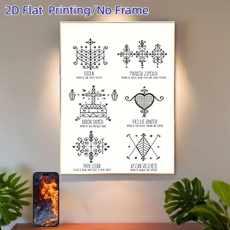 Vodou Vévé Symbols Canvas Wall Art Print | Home Decor