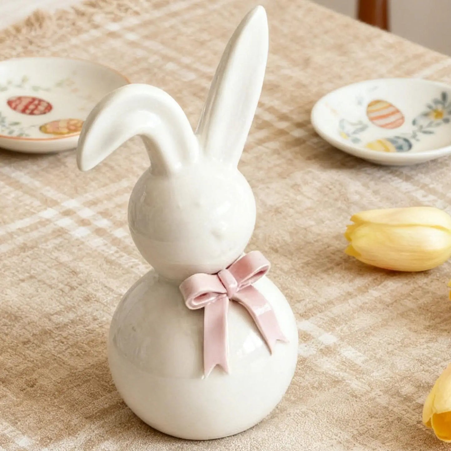 Easter Bunny Ceramic Figurine | Rabbit Sculpture Spring Decor