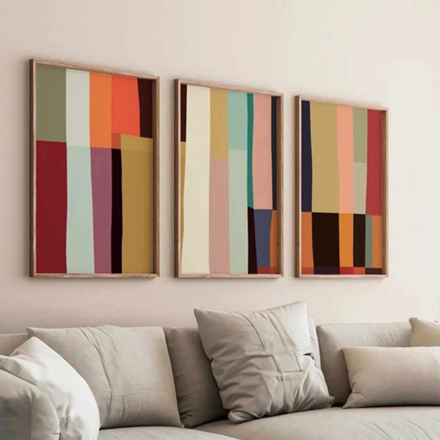 3-Piece Retro Minimalist Abstract Canvas Wall Art Print Set