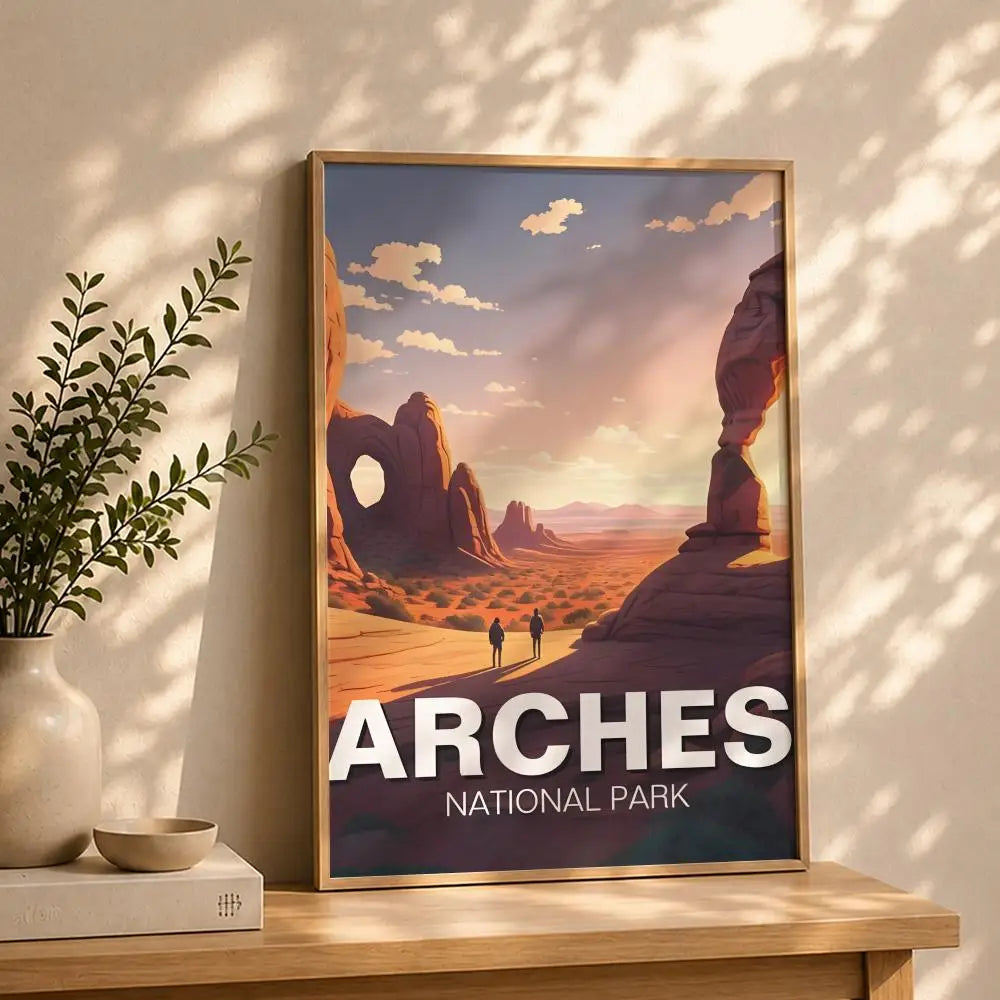 Scenery A-Arches National ParkS Poster HD Self Adhesive Waterproof Wall Art Ideal for Home Office Dorm Bedroom Great Gift Peaceful Pleasures Health and Wellness White1 21X30cmNoframe