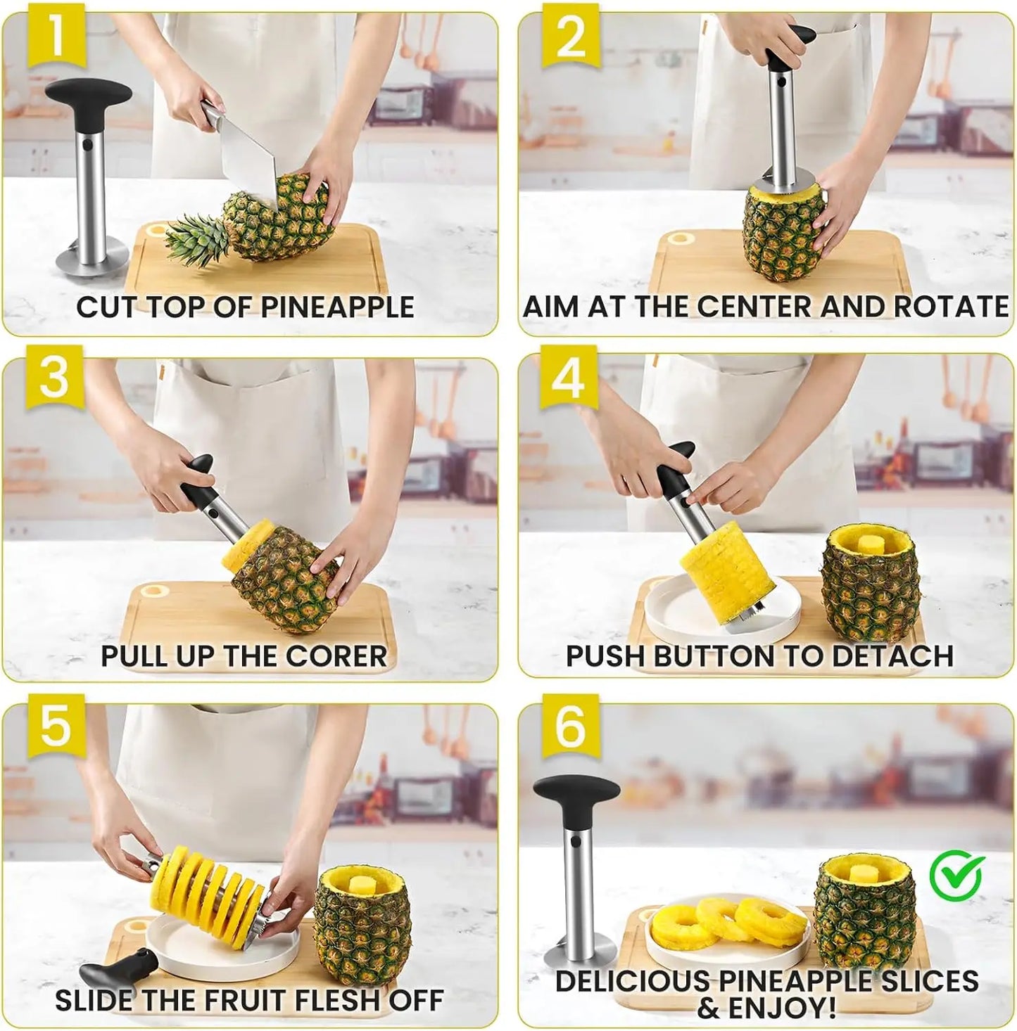 Stainless Steel Pineapple Corer & Slicer – Serrated Blade Tool