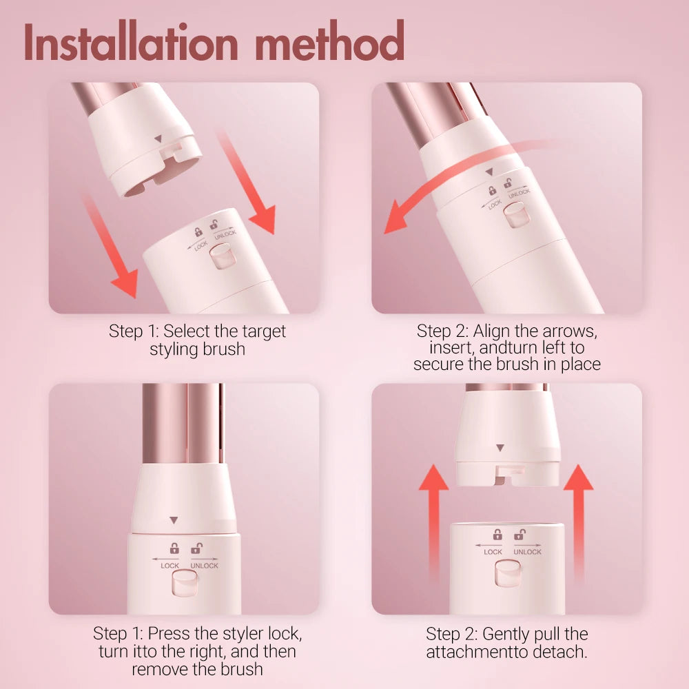 Hair dryer brush detachable 5-in-1 styling and drying system, fast drying, curl smoothing and styling, automatic curling iron Peaceful Pleasures Health and Wellness