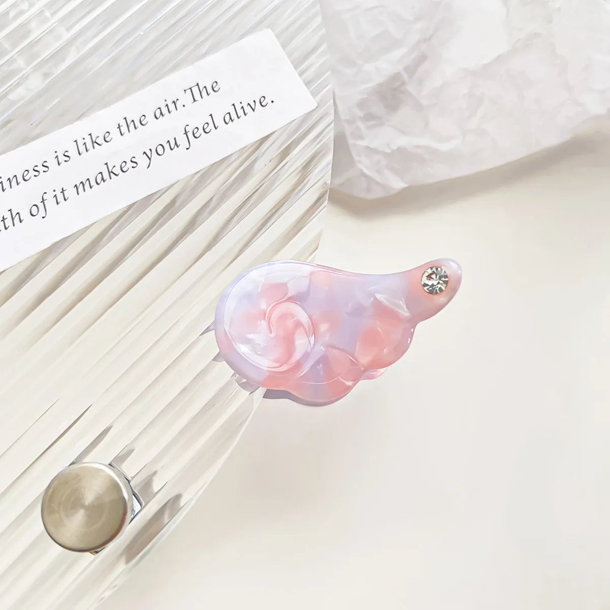Sweet Princess Angel Wing Acetic Acid Hair Clips Kids Rhinestone Bangs Clip Cute Shark Hair Claw Headwear Exquisite Shark Clips Peaceful Pleasures Health and Wellness lavender