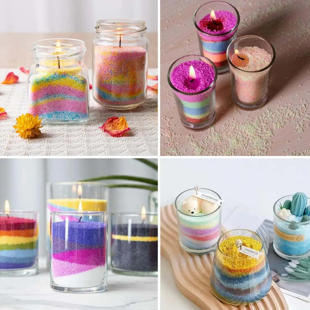 DIY Pearl Candle Sand Kit – 10 Colors, 200g & 20 Wicks