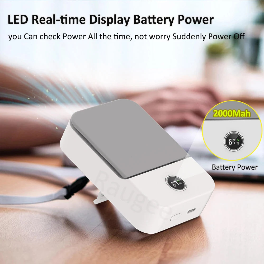 Waist Fan Portable Wearable Hanging Neck Fan USB Rechargeable Air Circulation Fan 3 Wind Speed Outdoor Bladeless Waist Clip Fan Peaceful Pleasures Health and Wellness