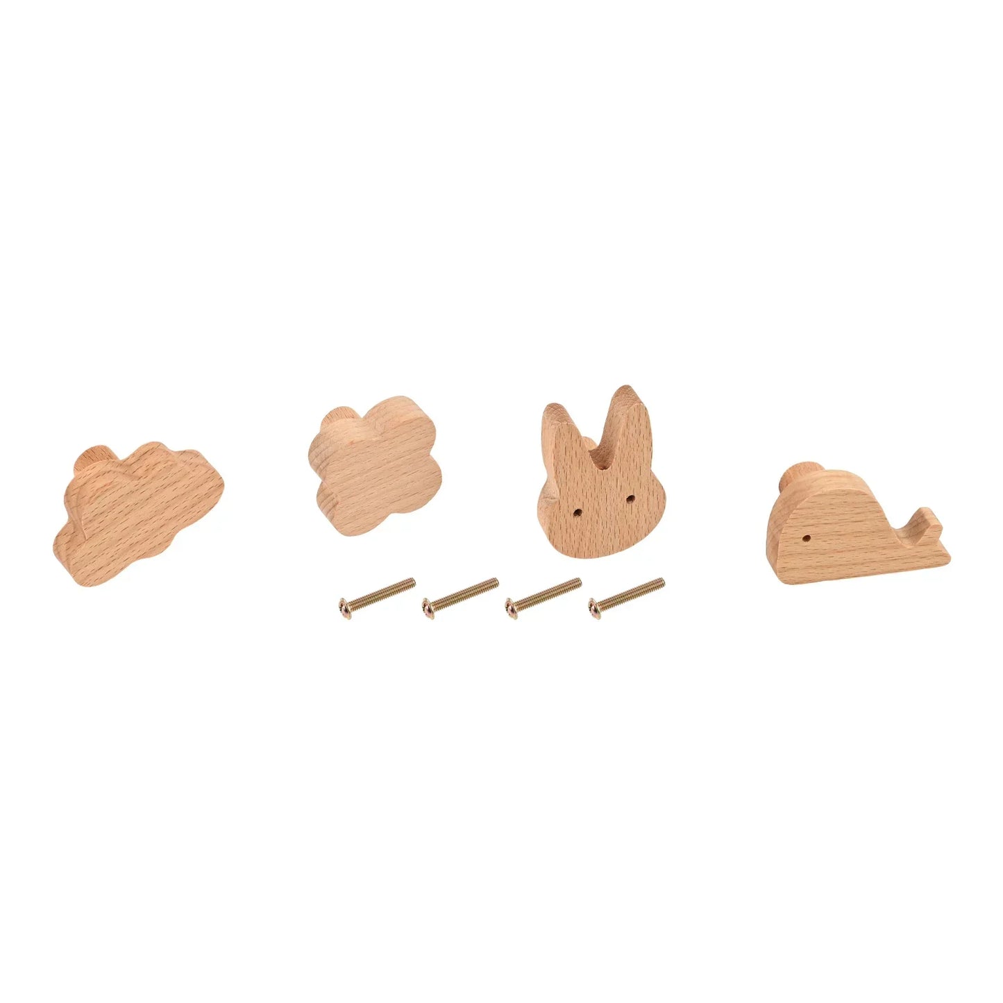 Cute Animal Wooden Cabinet Knobs & Drawer Handles w/ Screw