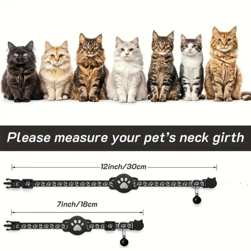 Cat Collar Compatible with Apple Airtag with Bell Adjustable Safety Buckle Reflective GPS Collar for Kittens Puppies Peaceful Pleasures Health and Wellness