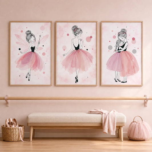 Nursery Wall Art Ballerina Fairy Canvas Painting Pink Princess Poster Print Girls Room Wall Decor Peaceful Pleasures Health and Wellness