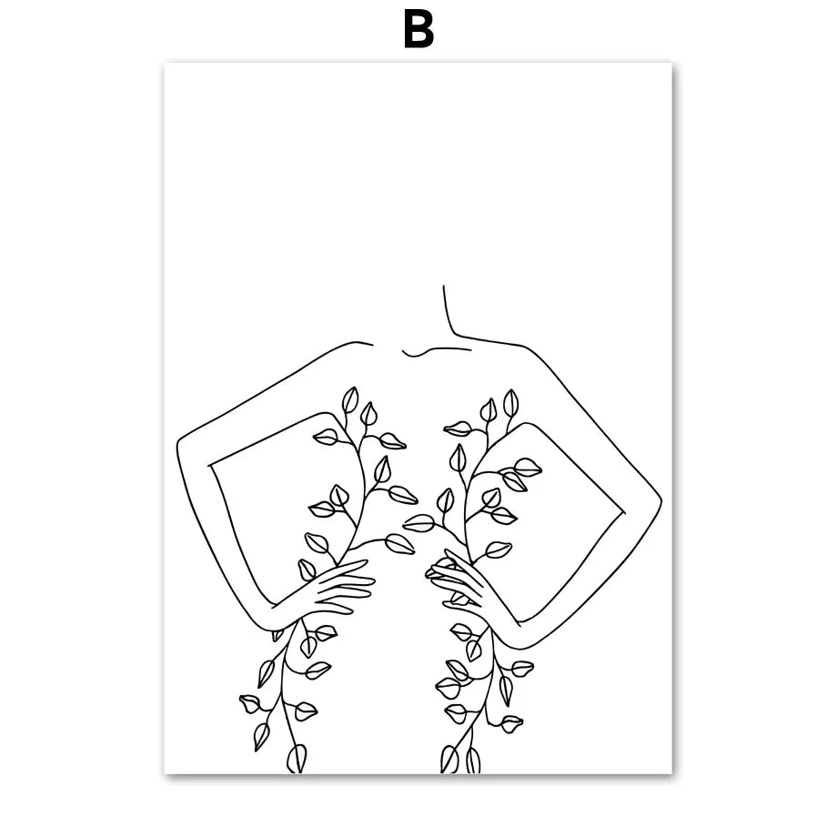 Abstract Woman Face Line Art Canvas Print | Nordic Minimalist