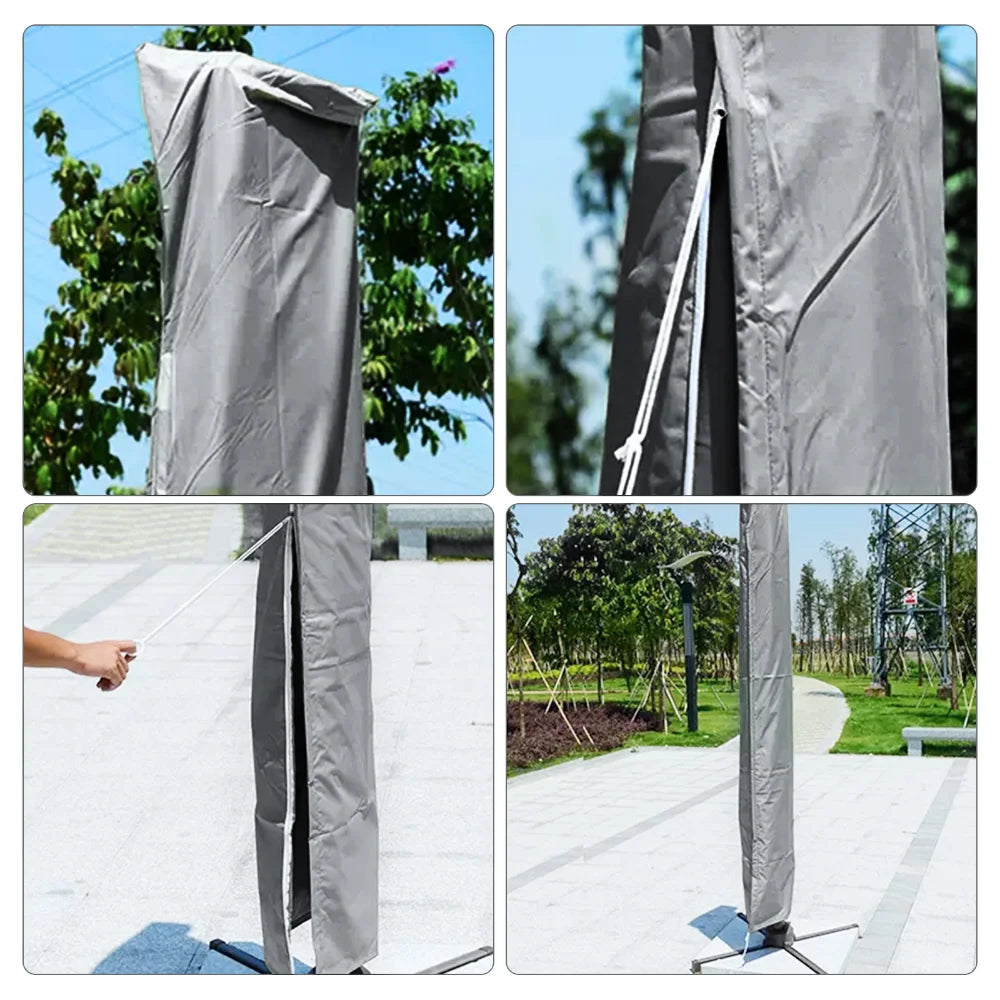 Patio Umbrella Cover Waterproof Outdoor Anti-UV Cantilever Offset Umbrella Cover Parasol Rain Umbrella Cover with Rod &Pull Ring Peaceful Pleasures Health and Wellness