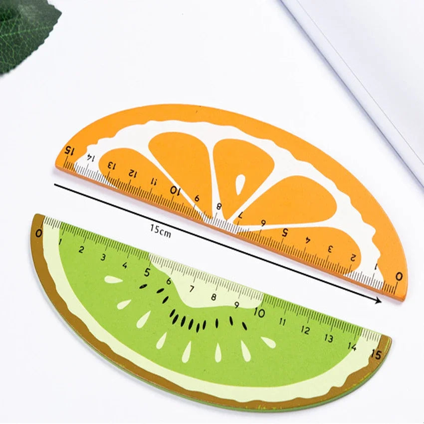 Kawaii Fruit Wooden Ruler 15cm – Cute Cartoon Stationery Gift