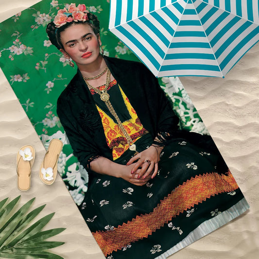 Frida Kahlo Quick-Dry Beach Towel | Gym Travel Camping Gift Quick-Dry Beach Towel Peaceful Pleasures Health and Wellness