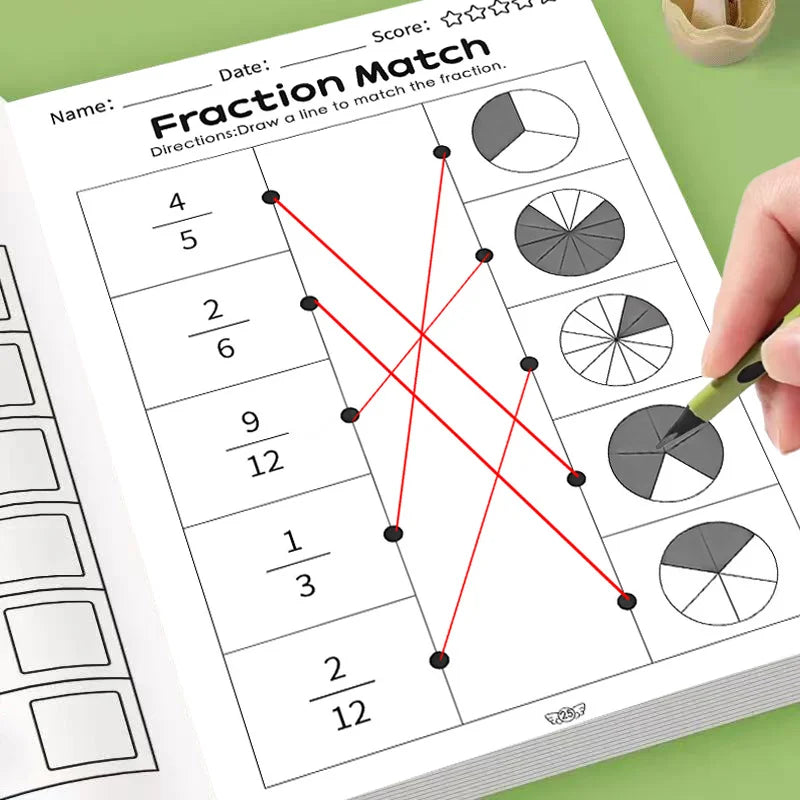 Basic Fraction Workbook 32 Pages Kids Math Activity Book Identify