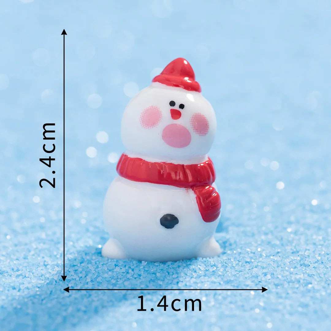 1PCS Mini Christmas Snowman Figurine Cartoon Snow Rabbit Micro Landscape Ornament Fairy Garden Home Decoration Accessories Peaceful Pleasures Health and Wellness 5 red snowmen