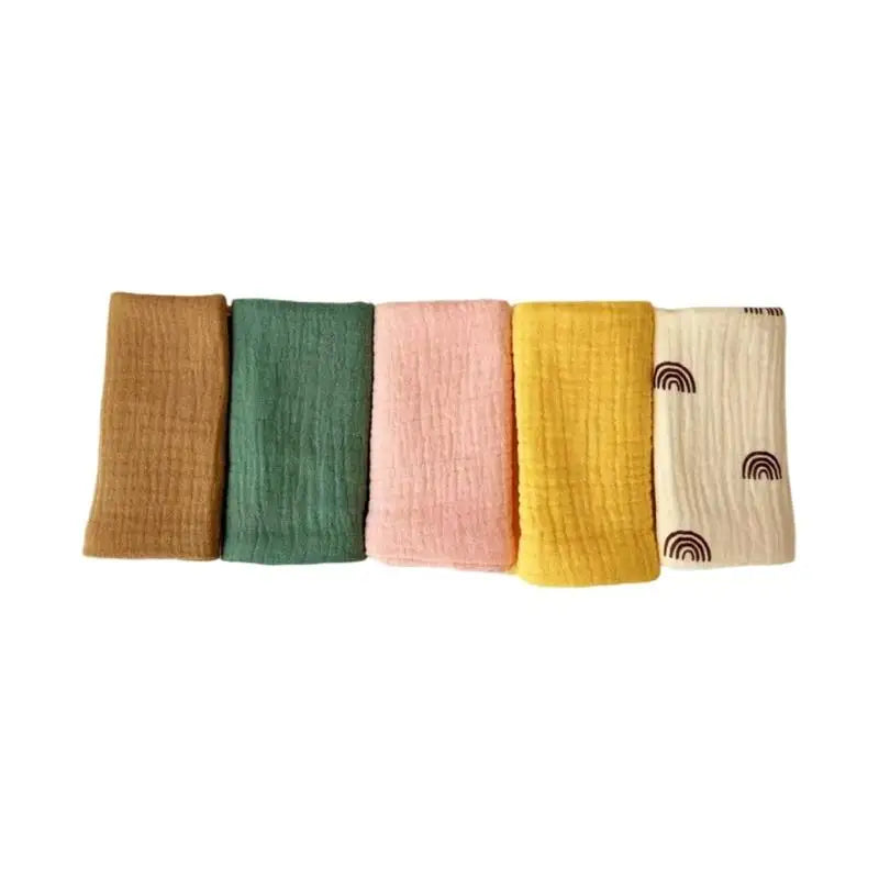 5-Pack Baby Burp Cloths | 4-Layer Soft Cotton Face Towels
