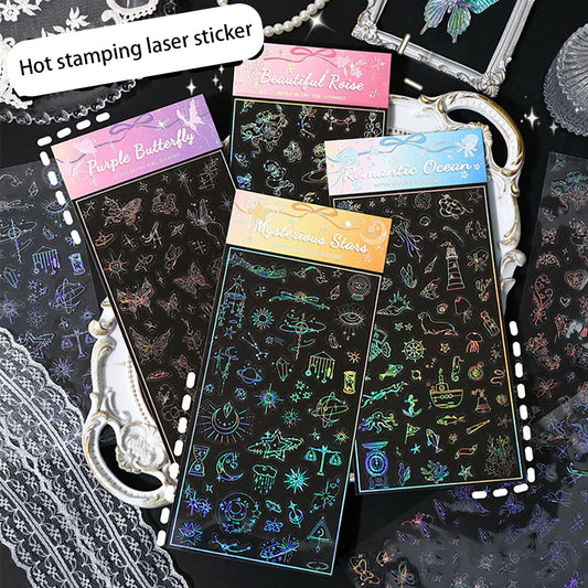 Creative Silver Stamping Colorful Stickers Retro Laser DIY Account Peaceful Pleasures Health and Wellness