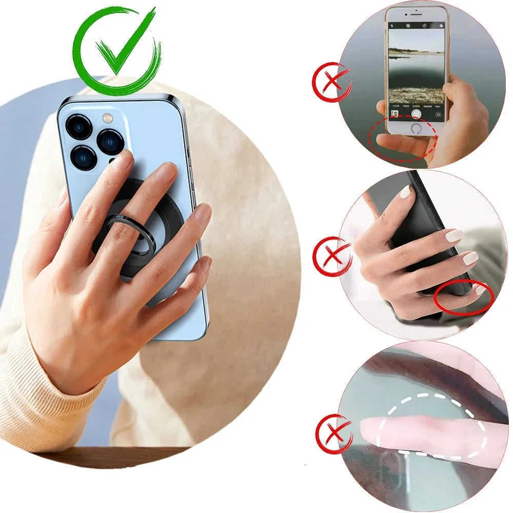Magnetic Phone Ring Holder Kickstand & Car Mount – All Phones