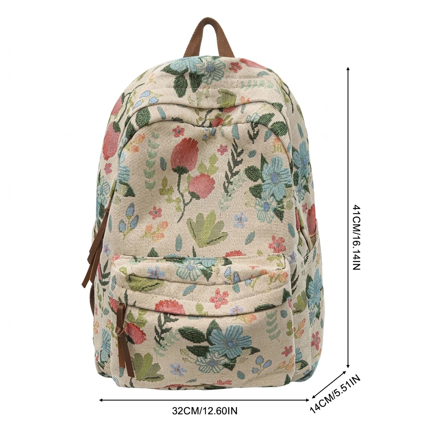 Floral Print Backpack For Women Lightweight Casual Daypack With Multi Compartments And Waterproof Fabric Peaceful Pleasures Health and Wellness