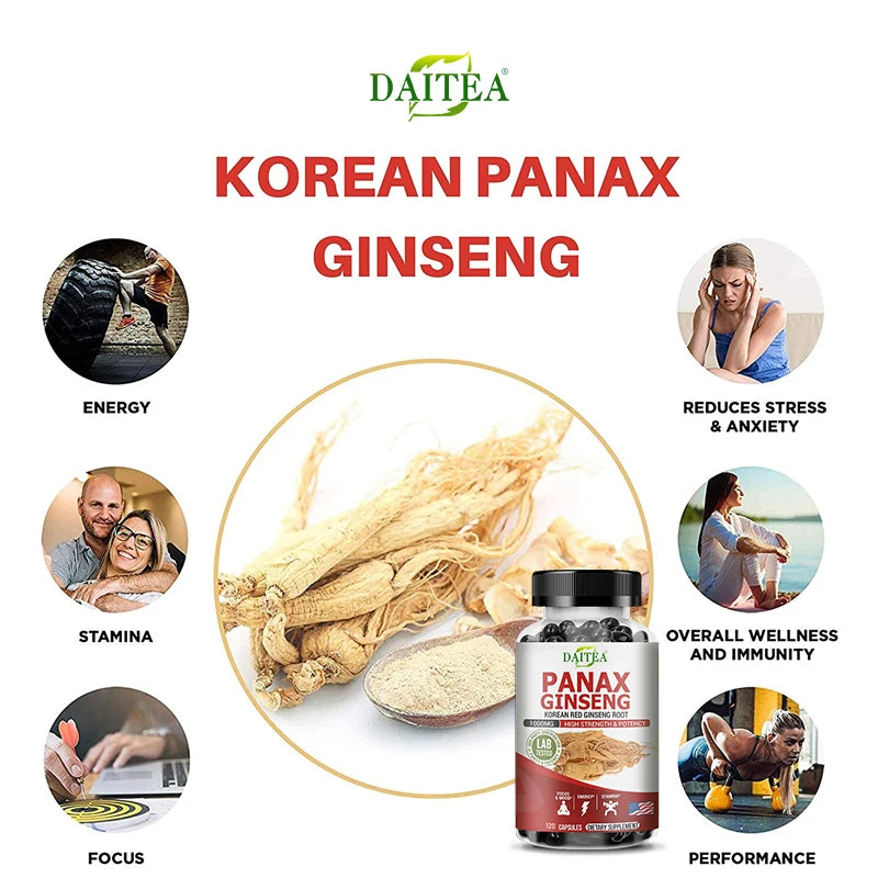 Panax Ginseng Capsules – Natural Energy Boost, Focus, Memory & Immune Support, Fatigue and Stress Relief,Maintain Overall Health Peaceful Pleasures Health and Wellness