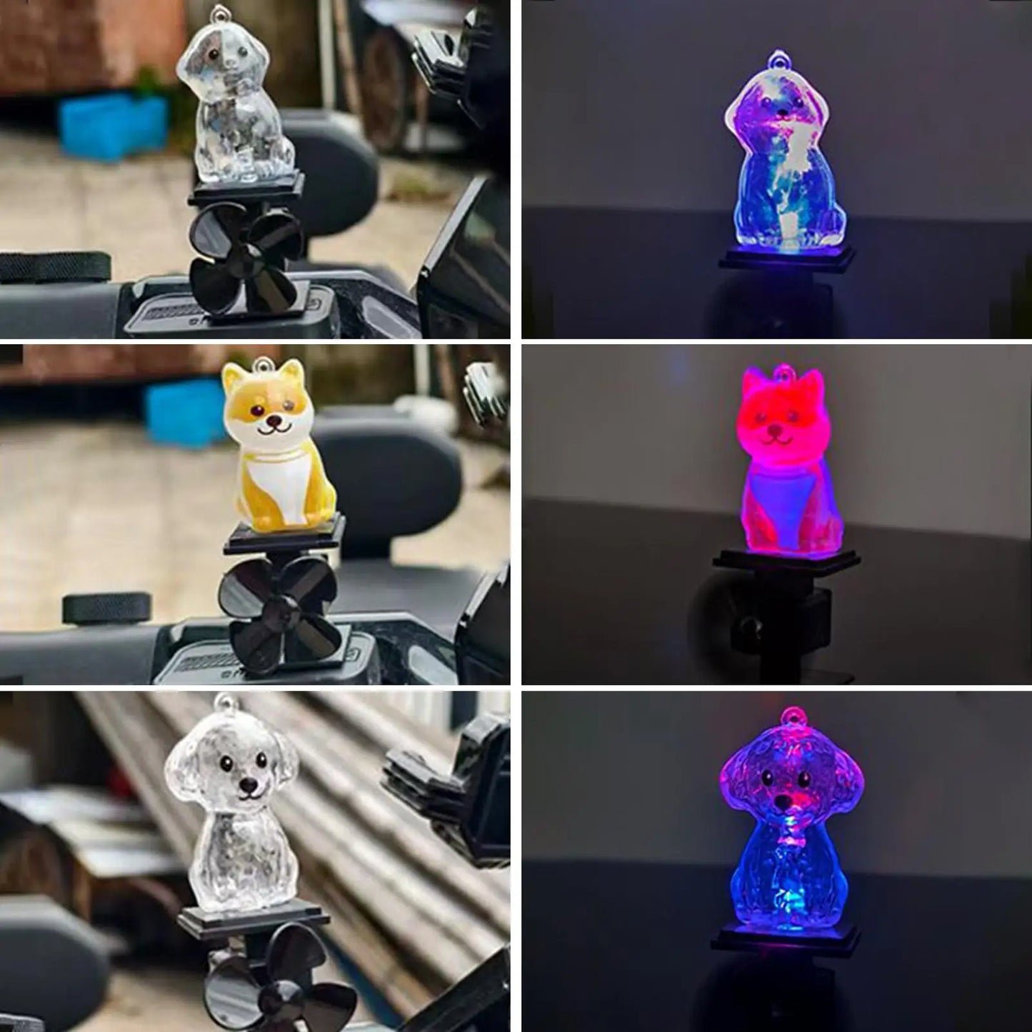 Wind-Powered Handlebar Dog Figurine – Spins & Glows at Night