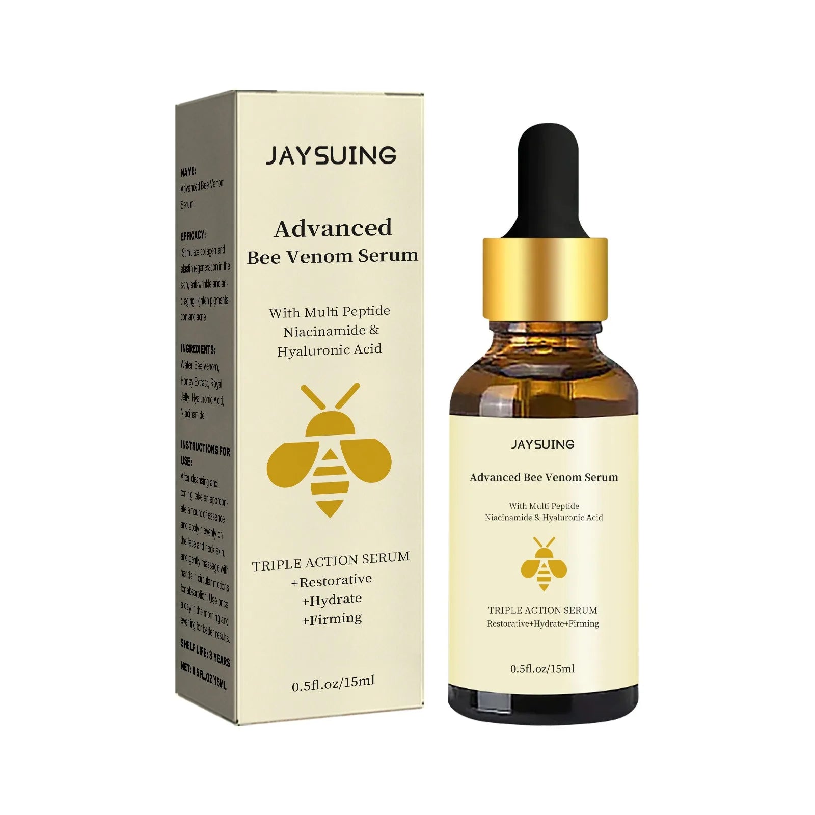 Bee Venom Anti Wrinkle Essence Younger Reduce Fine Lines Lifting Firming Repair Moisturize Tighten Whitening Facial Skin Care Peaceful Pleasures Health and Wellness 15ml