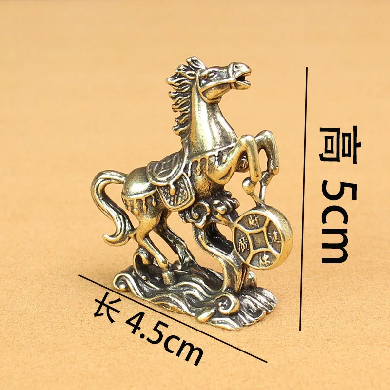 2026 Year of Horse Brass Feng Shui Horse Figurines Miniature Bless Your Career with Success Home Office Desktop Decoration Gift Peaceful Pleasures Health and Wellness horse