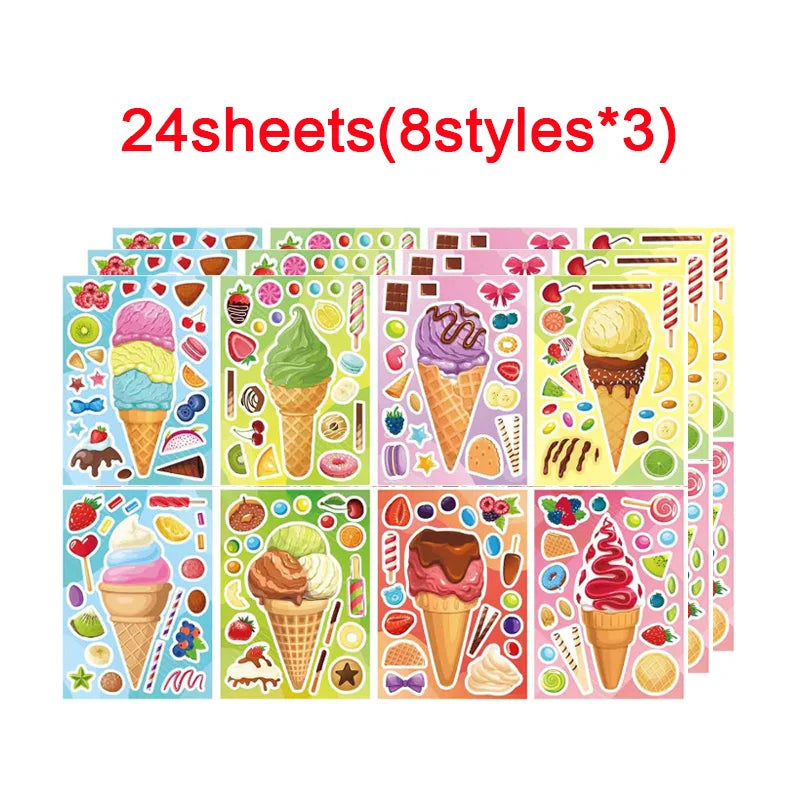 Cartoon Sweet Dessert Stickers Children DIY Toys Assembly Delicious