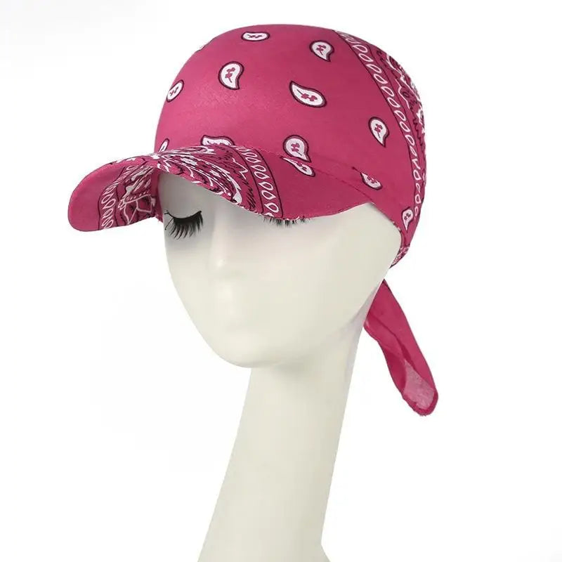 Women's Wide Brim Paisley Bandana Sun Hat | UV Brim Cap