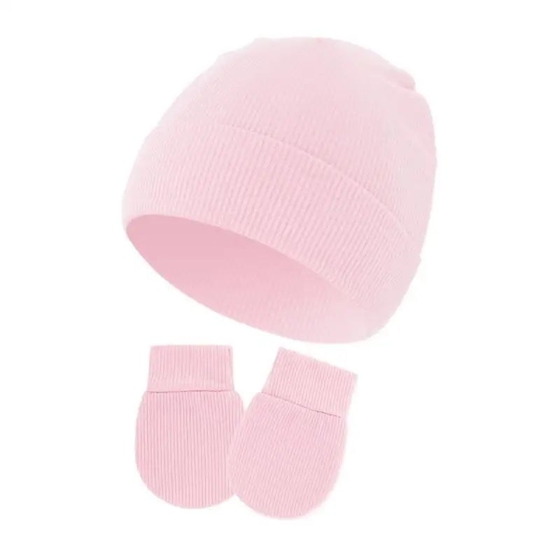 Newborn Baby Bonnet Hat & Anti-Scratch Gloves Set | 0–3 Month