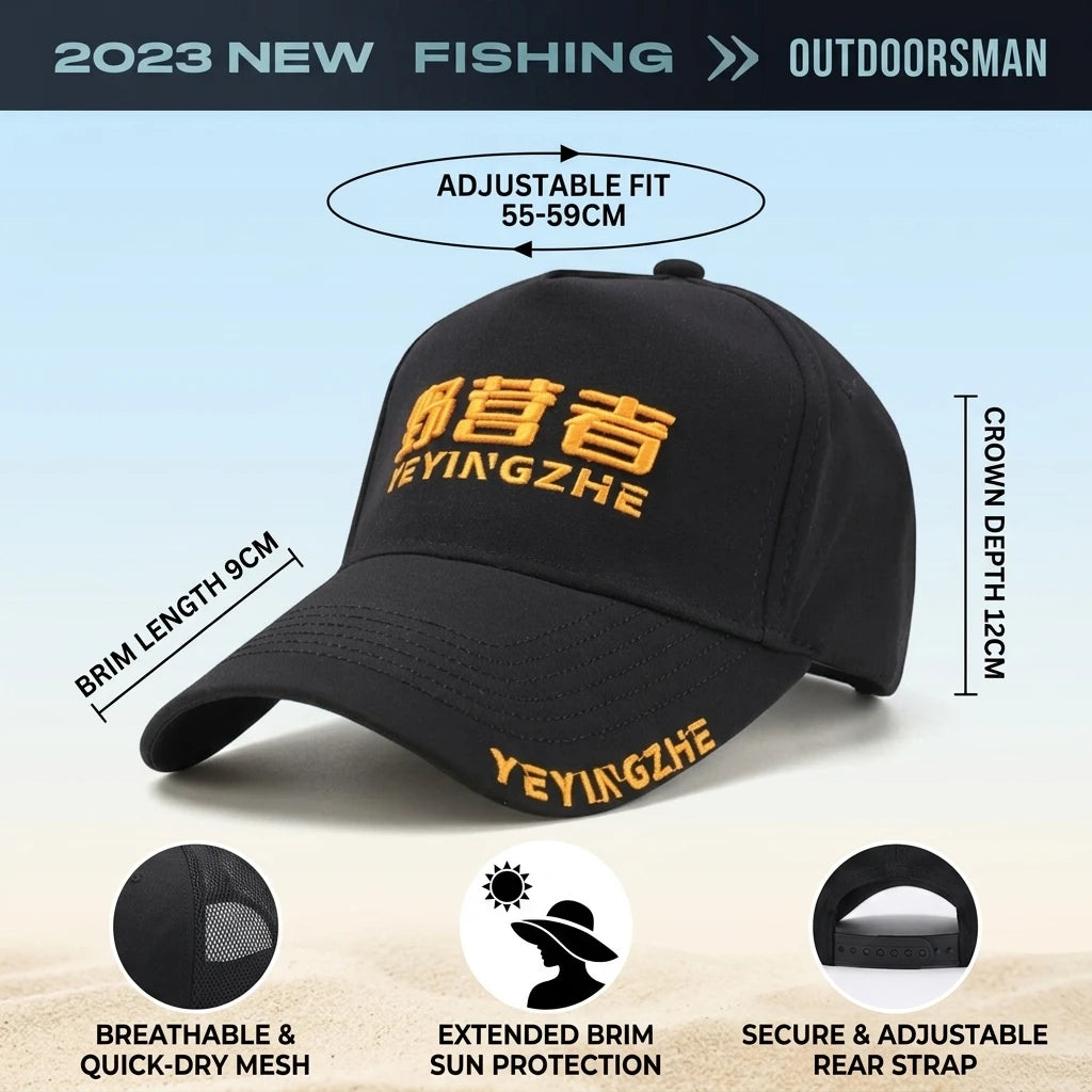 Men Outdoor Fishing Hat UPF50+ Sun-Protection Extended Brim Baseball Cap for UV-Protection Peaceful Pleasures Health and Wellness
