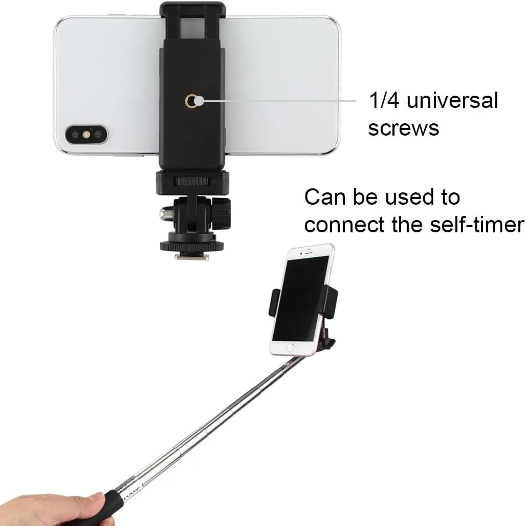 Hot Shoe Phone Mount Adapter for DSLR – 360° Flexible Holder