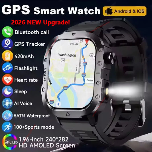2026 New SmartWatch Men For Women Militray Outdoor GPS Tracker Sport Watches Heart Rate Sleep Waterproof Smart Watch IOS Android Peaceful Pleasures Health and Wellness