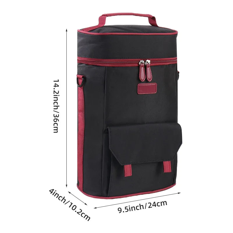Hot Insulated Red Wine Bag Portable Messenger Cooler Bag for Outdoor Picnic Wine Preservation Thermal Wine Carrier Peaceful Pleasures Health and Wellness Black