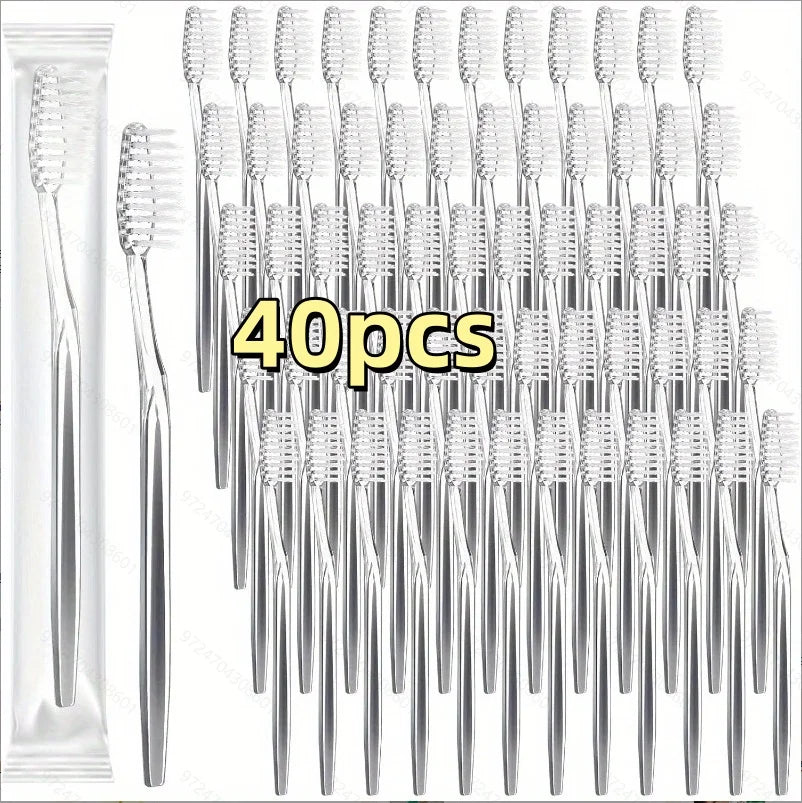 40/80 Pack Disposable Toothbrushes with Medium-Soft Nylon Bristles, Individually Packaged, Suitable for Travel and Hotel Adult Oral Care Peaceful Pleasures Health and Wellness