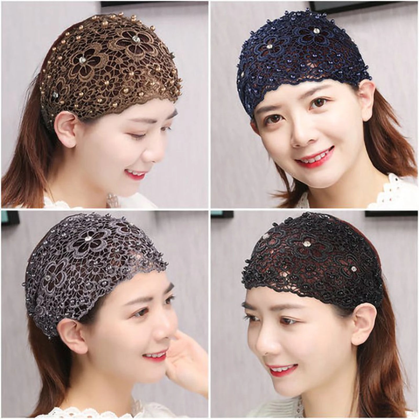 Women's Hollow Floral Rhinestone Wide Headband | Faux Pearl