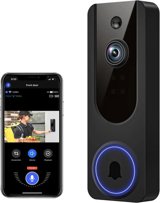 Wireless Video Doorbell - AI Detection, Night Vision, Two-Way Talk Peaceful Pleasures Health and Wellness United States
