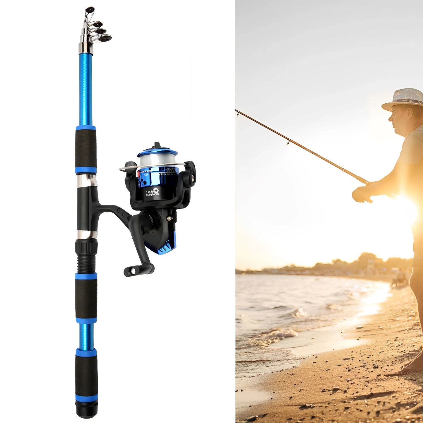 Full Fishing Equipment Set Convenient to Carry Fishing Accessories Kit for Angler's Holiday Good Gift Peaceful Pleasures Health and Wellness 1.8 Set Blue