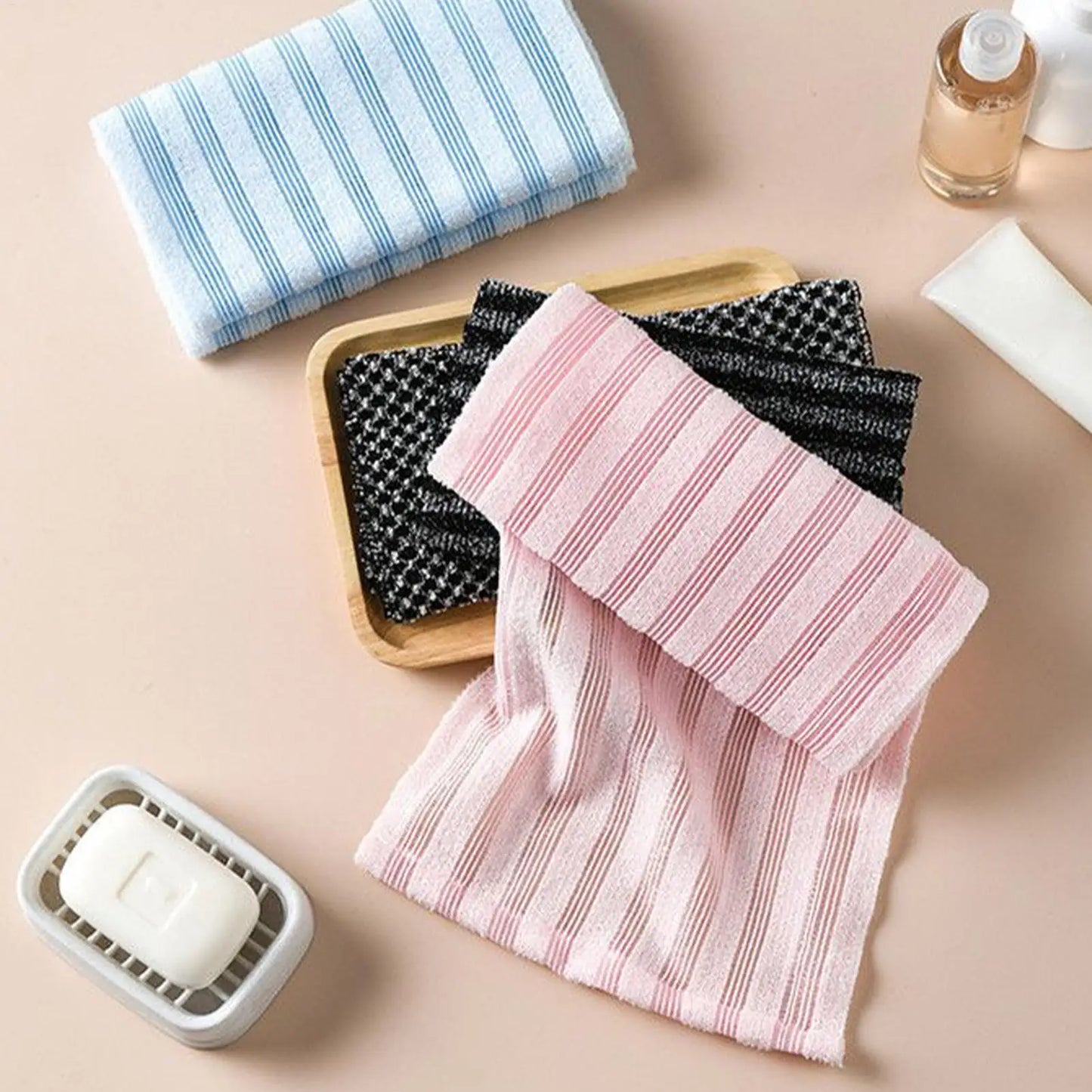 Exfoliating Back Scrubber Towel – Dual-Texture Body Bath Cloth