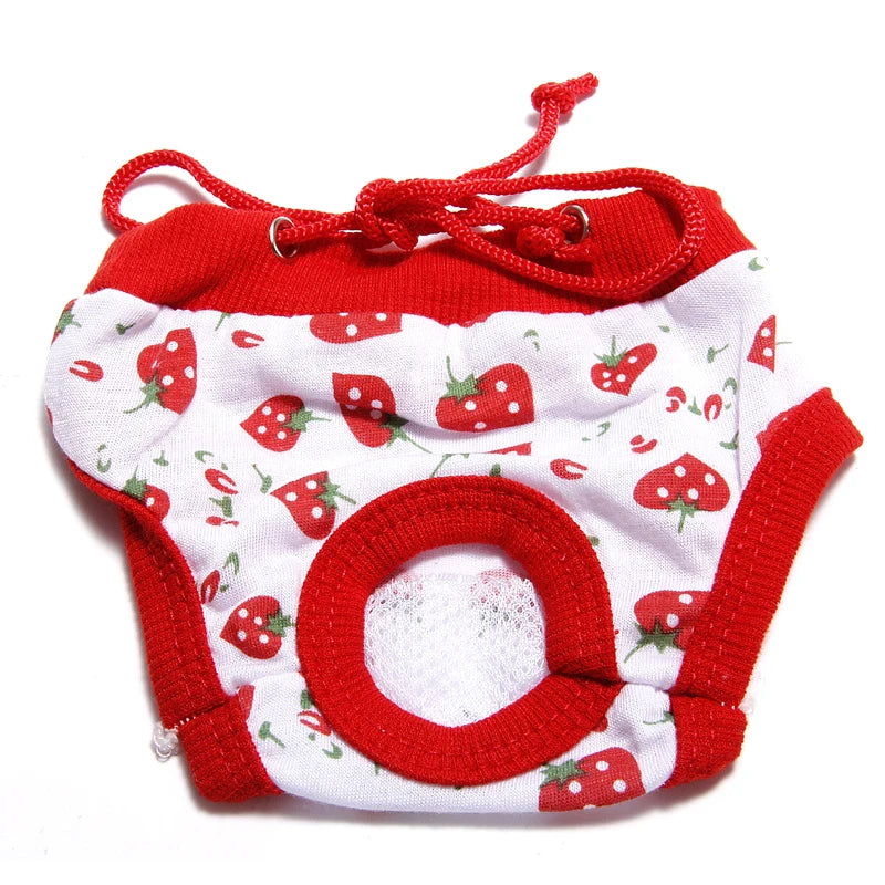 Pet Dog Shorts Sanitary Physiological Pants Cute Fruit Print Diaper Dog Shorts Washable Female Dog Panties Underwear Briefs DC05 Peaceful Pleasures Health and Wellness WHITE L