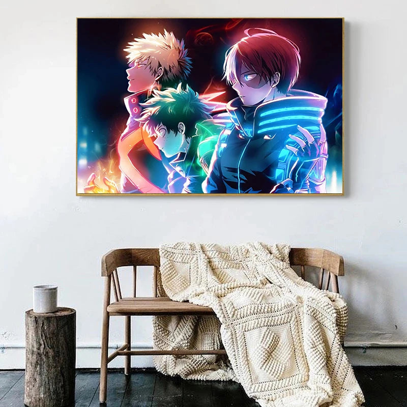 My Hero A-Academia Poster Anime Canvas Painting Wall Print Picture for Boy Bedroom Home Decor Cuadros Peaceful Pleasures Health and Wellness